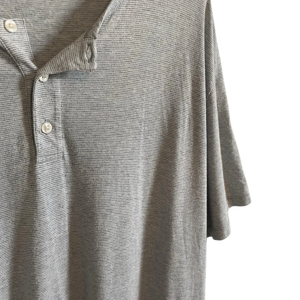 Vince Men's Short Sleeve Henley Cotton Modal Blend Stripe Tee Size XL